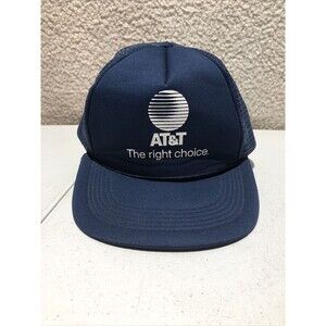 Vintage Vtg AT&T COMMUNICATIONS “The right choice” Snapback Trucker Hat, Blue
